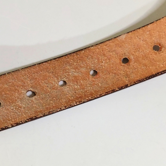 Vintage Tooled Tan Leather Rustic Belt With Brass Orca Buckle Men\'s Size 38